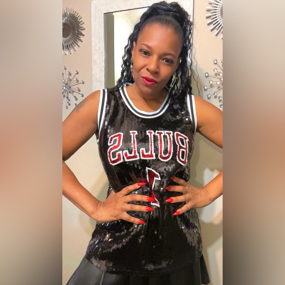 Sale‼️Chicago Bulls Sequin Black jersey - Picture 6 of 15